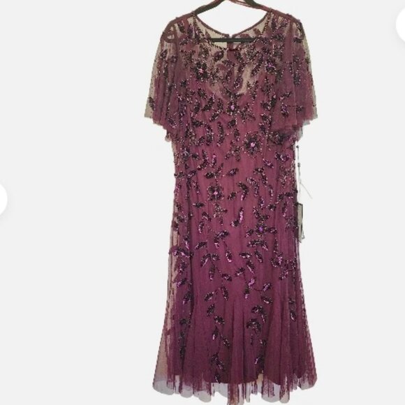 Adrianna Papell Embellished Flutter-Sleeve A-Line Dress Size 20W - Picture 1 of 5
